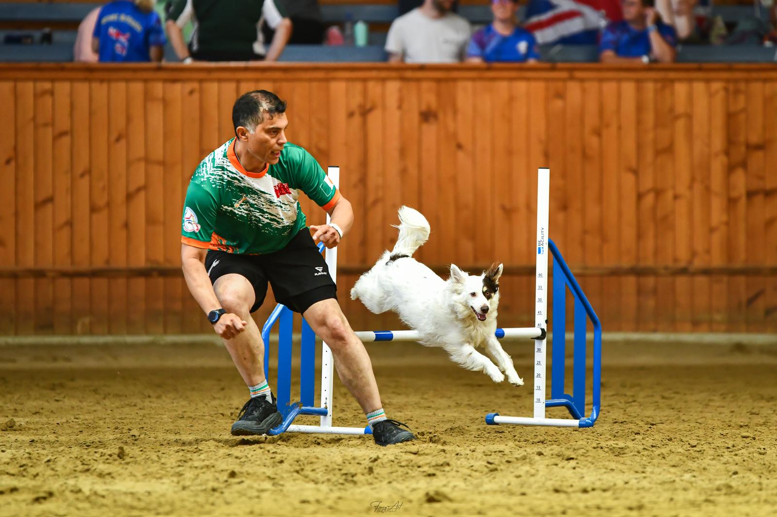 Mark and Anniken competing at the IFCS World Agility Championships
